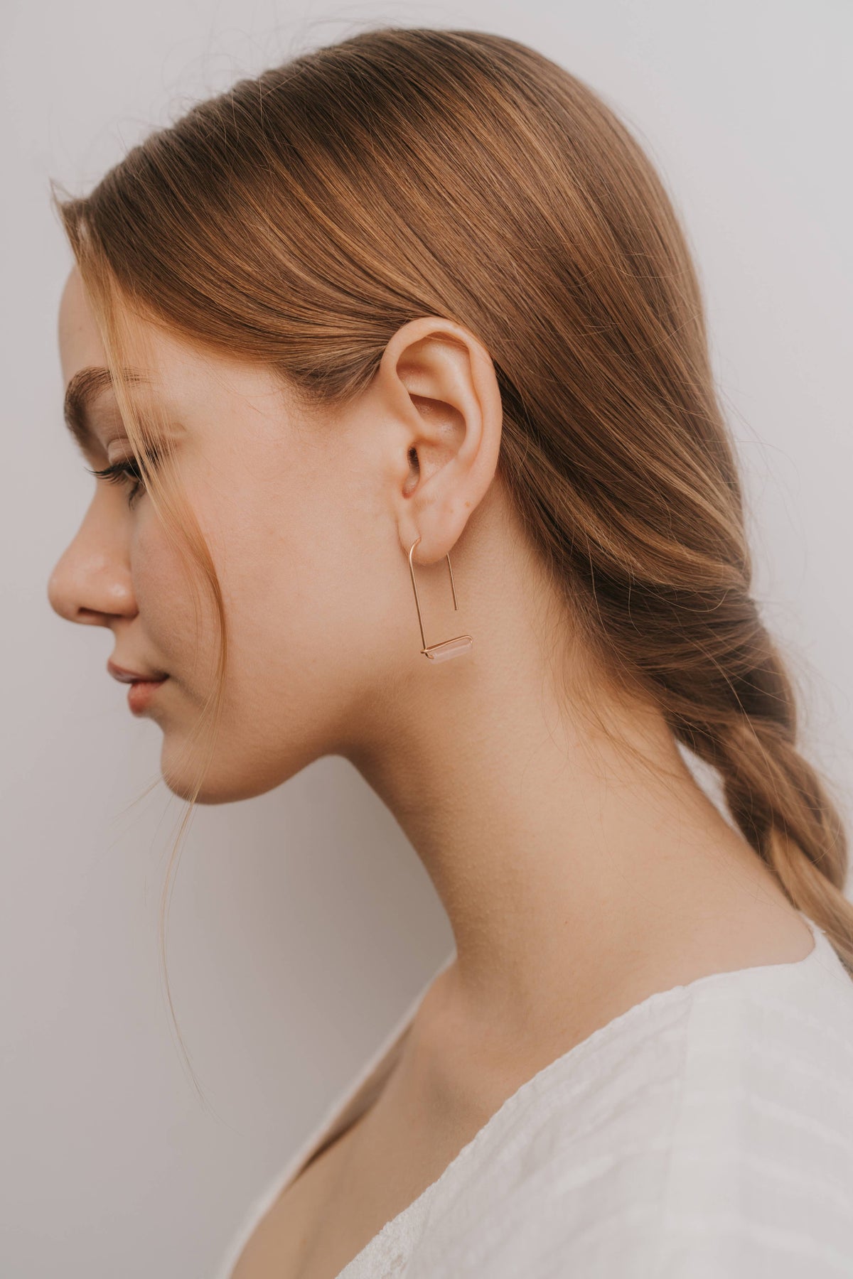 Rose Quartz Drop Gold Earring