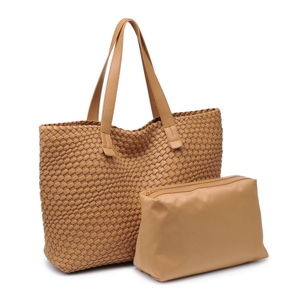 Piquant Woven Tote: Tan