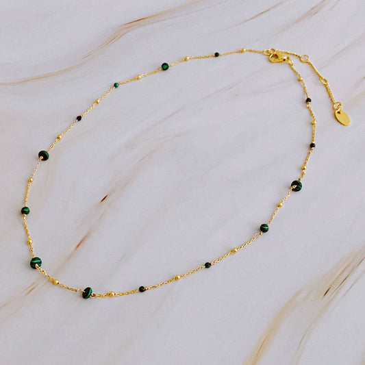 Dainty Precious Green Stone Bead Necklace