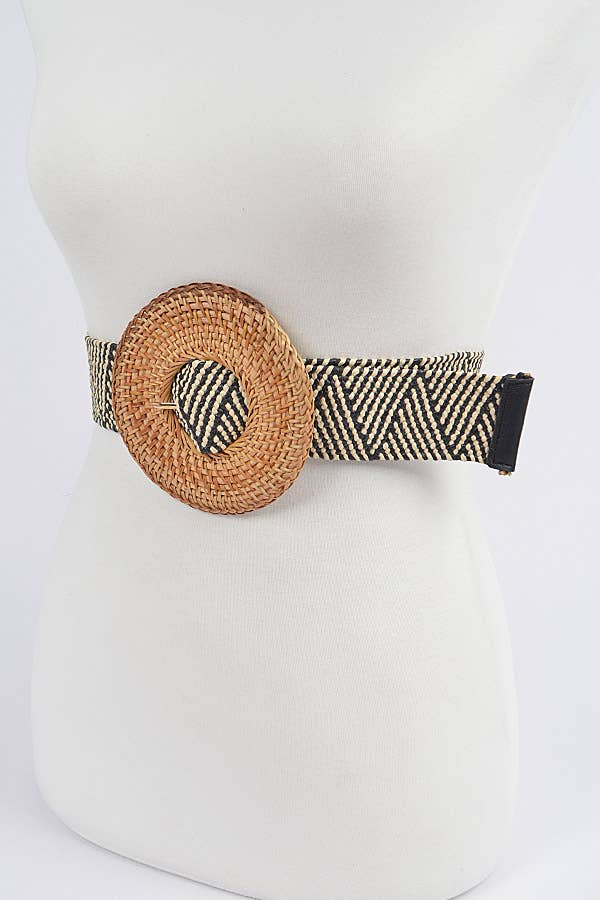 Black and Beige Patterned Belt