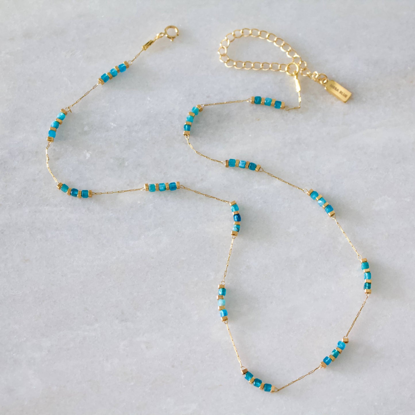 Apatite Square Stone Beaded Chain