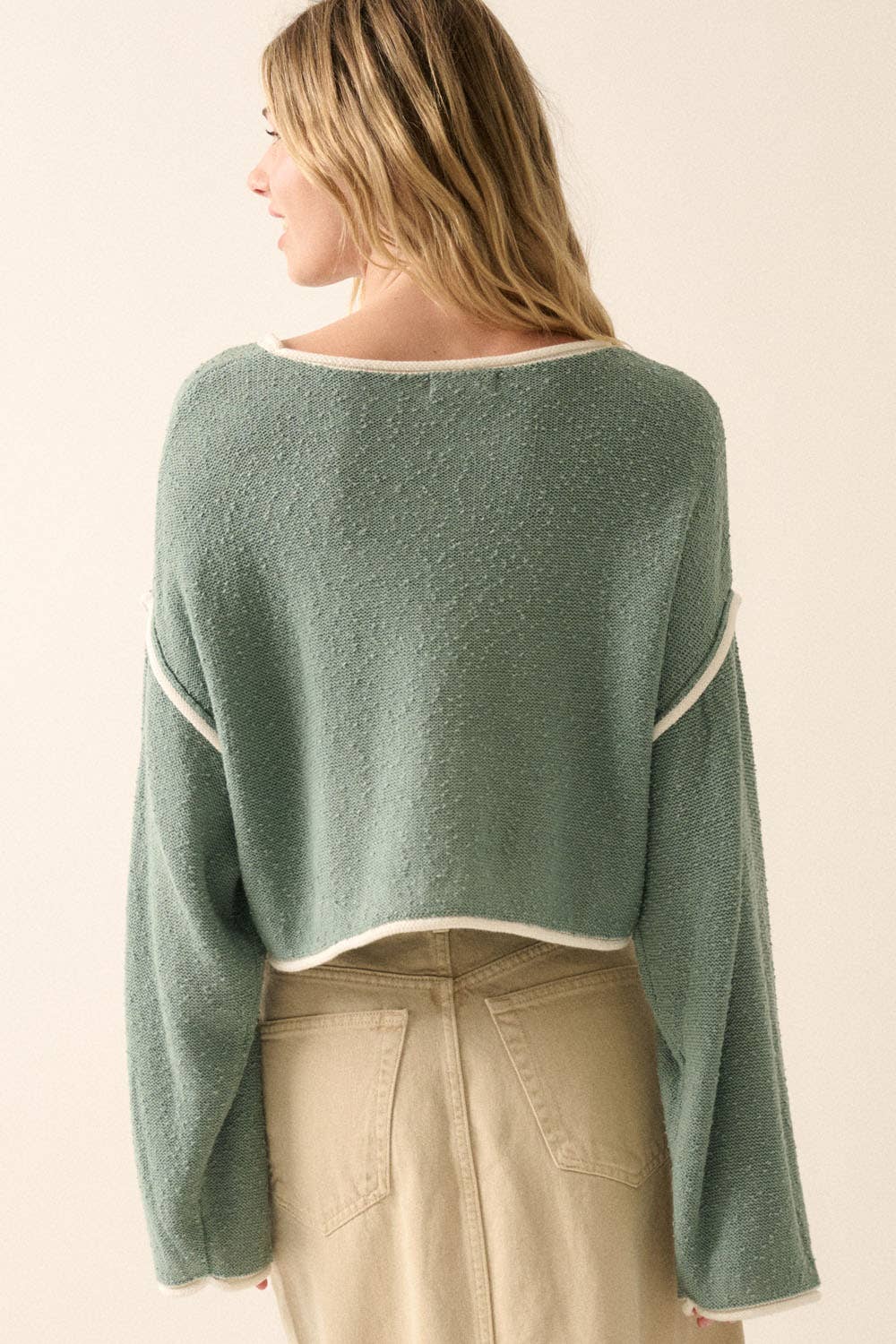 Knit Boat Neck Crop Sweater