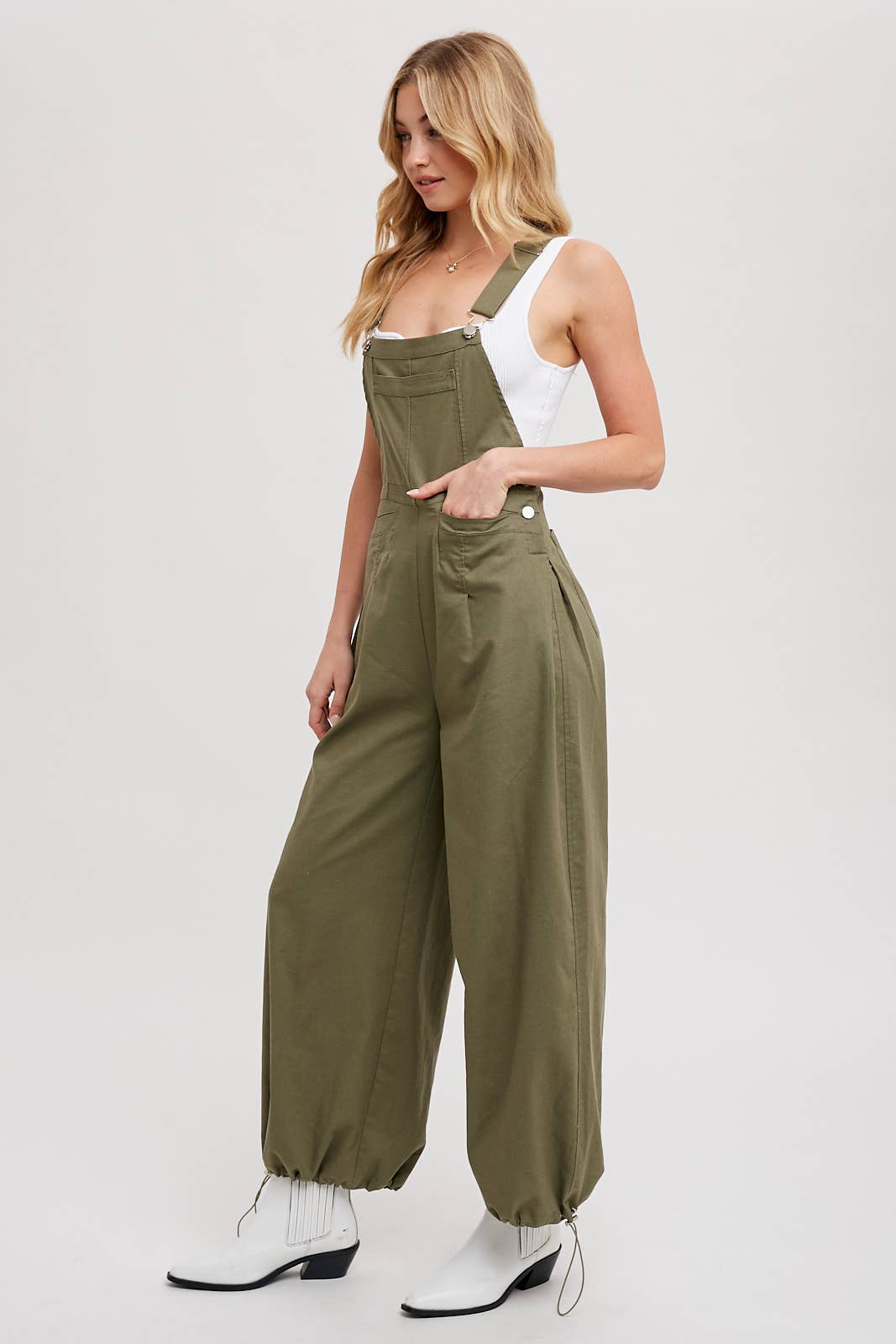 Drawstring Cargo Overalls