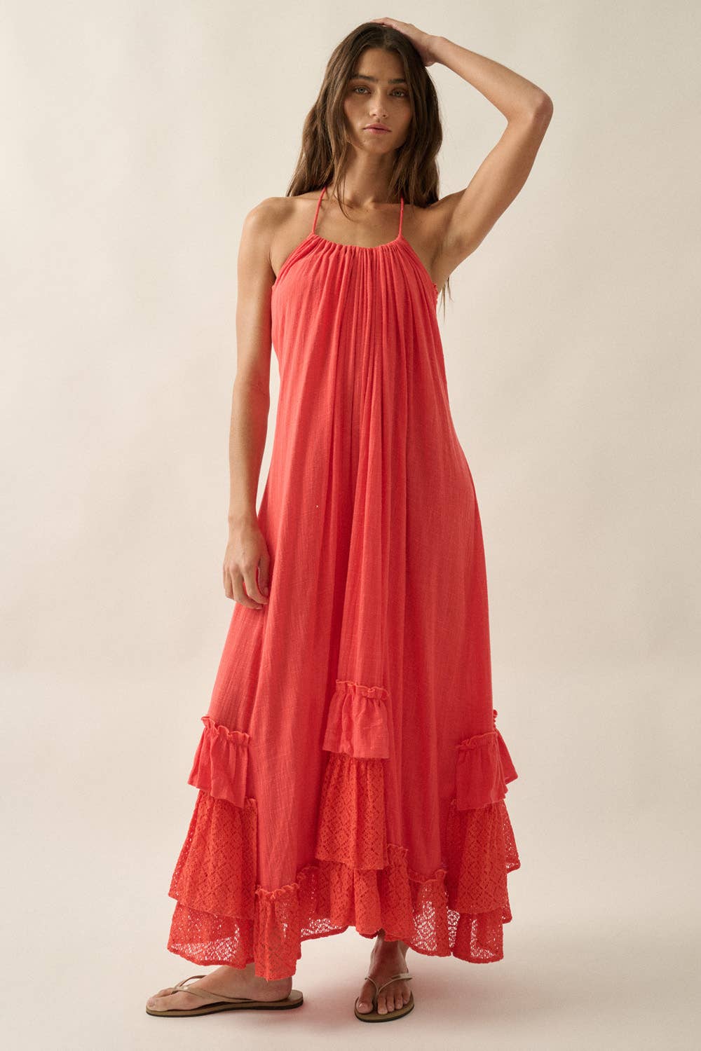 Ruffled Red Maxi