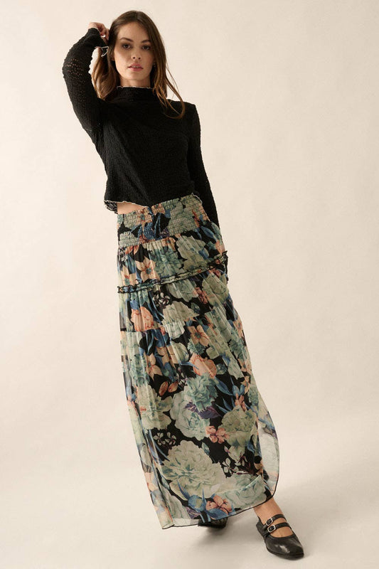 Midnight Floral  Maxi Skirt