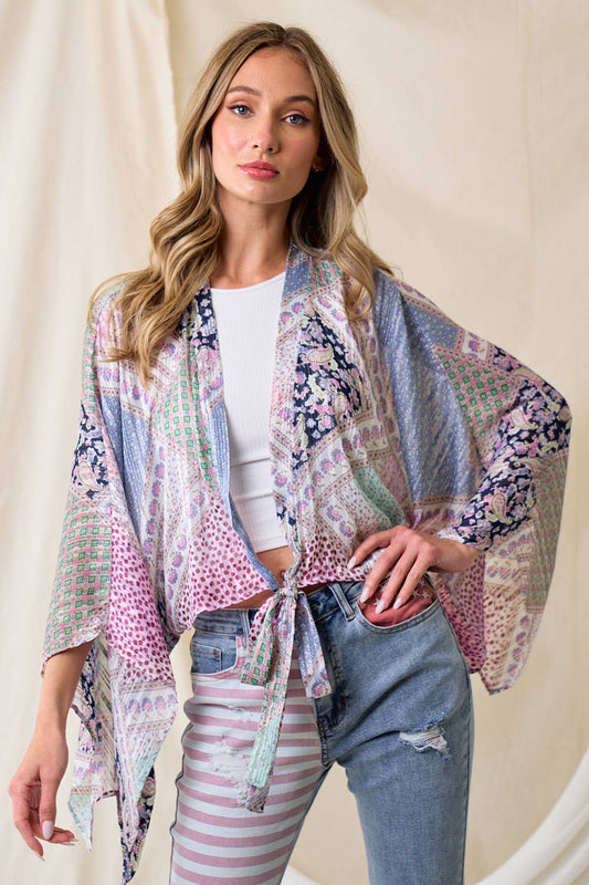 Blue Printed Kimono