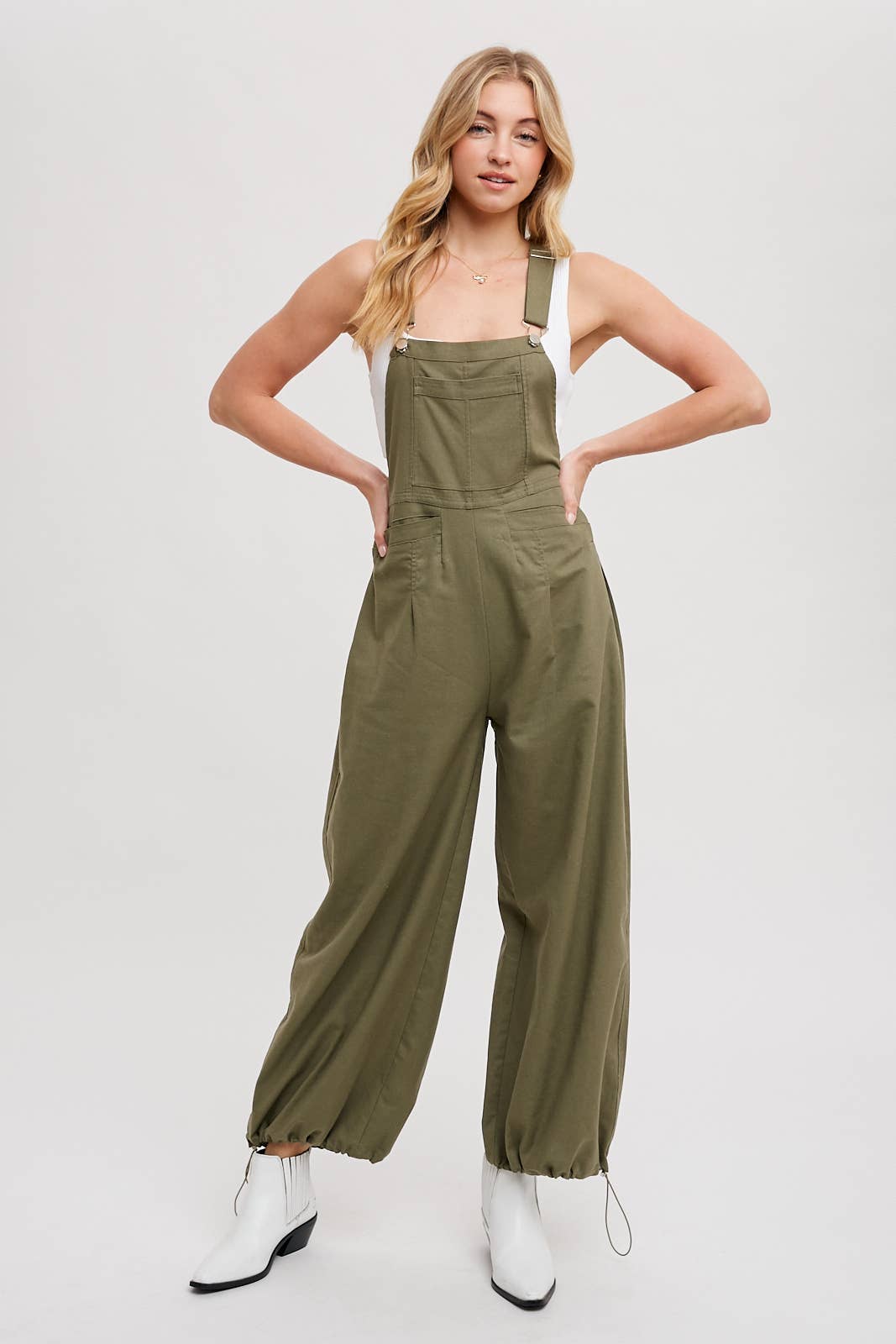 Drawstring Cargo Overalls