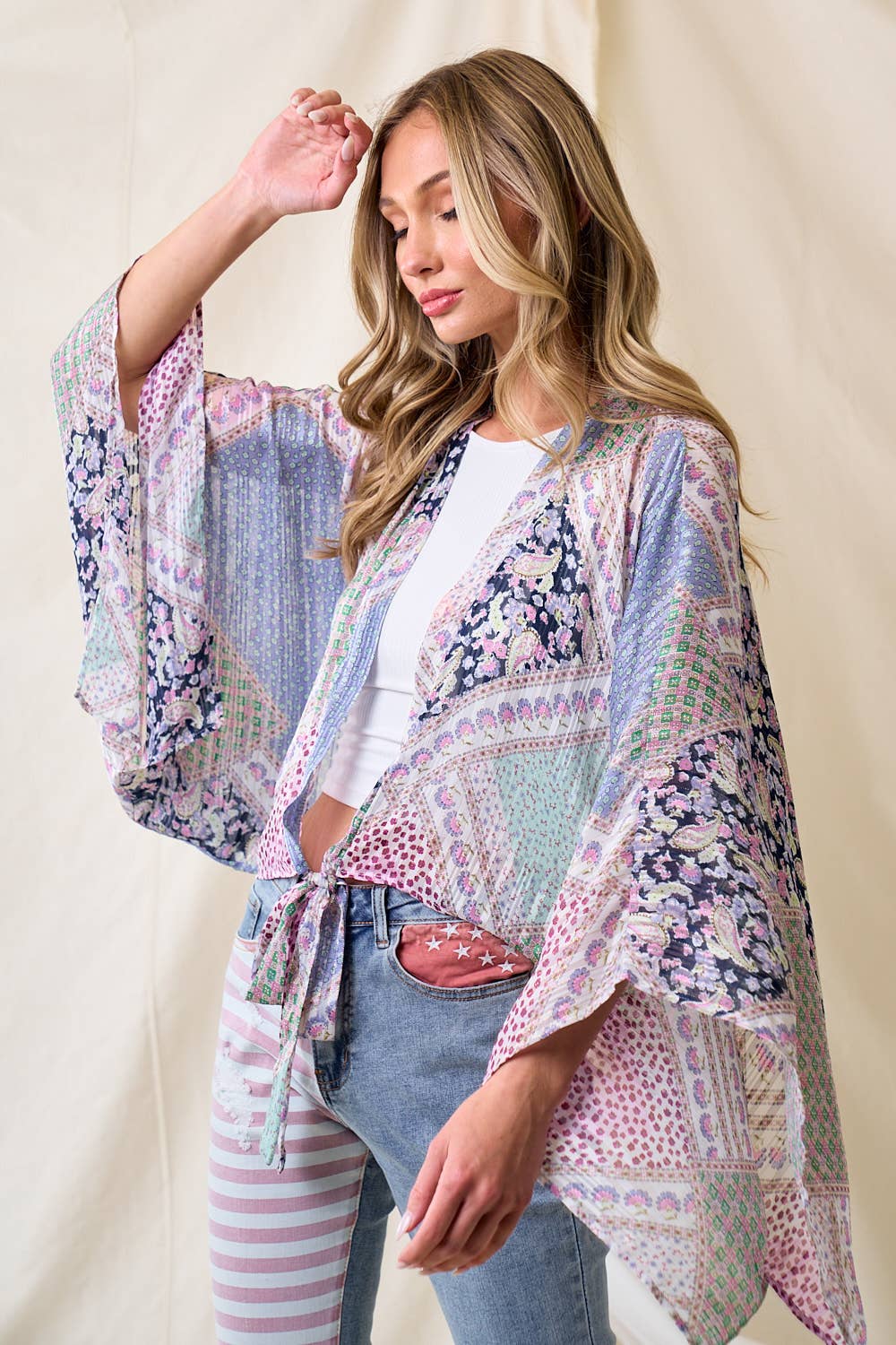 Blue Printed Kimono