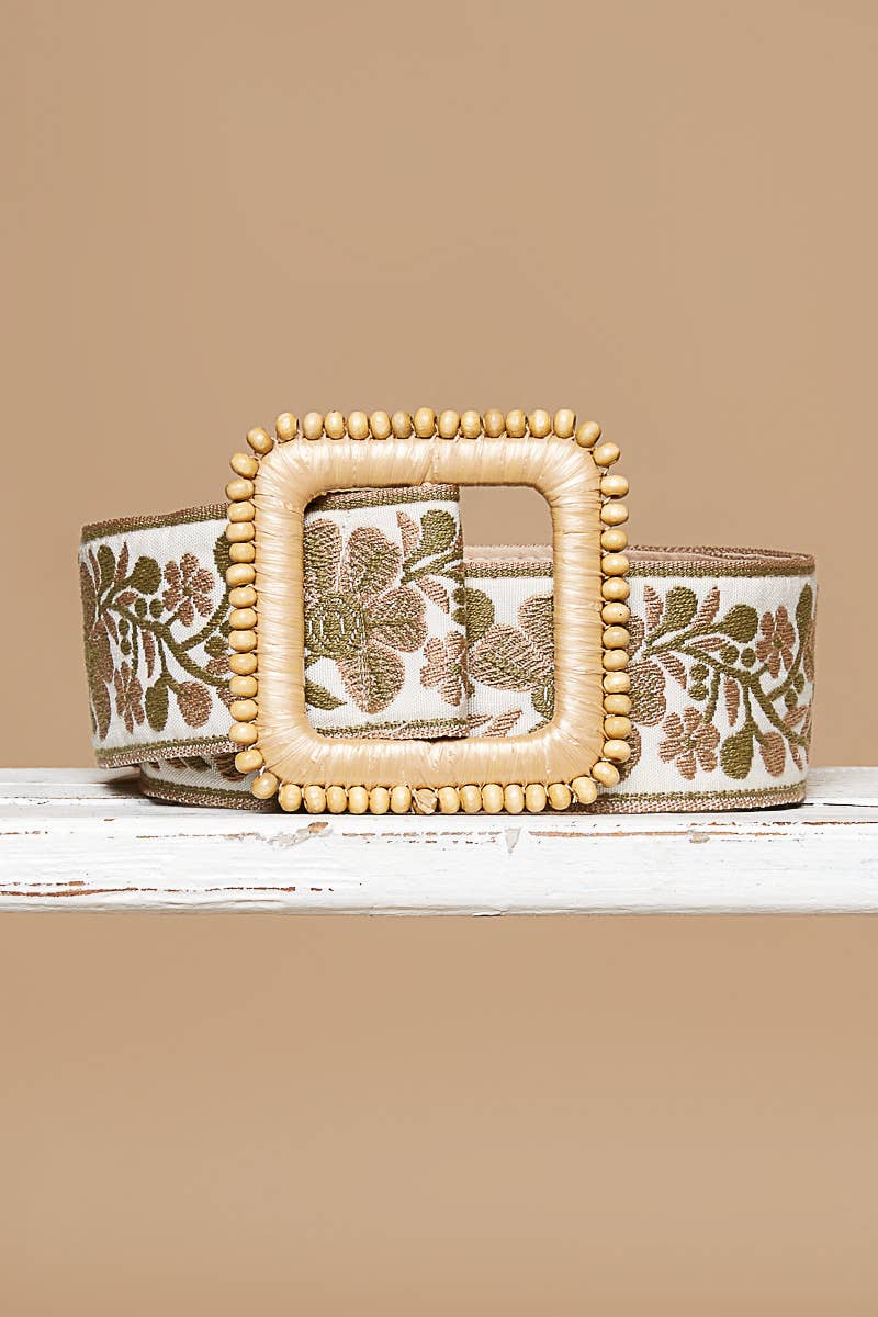 Olive Floral Belt