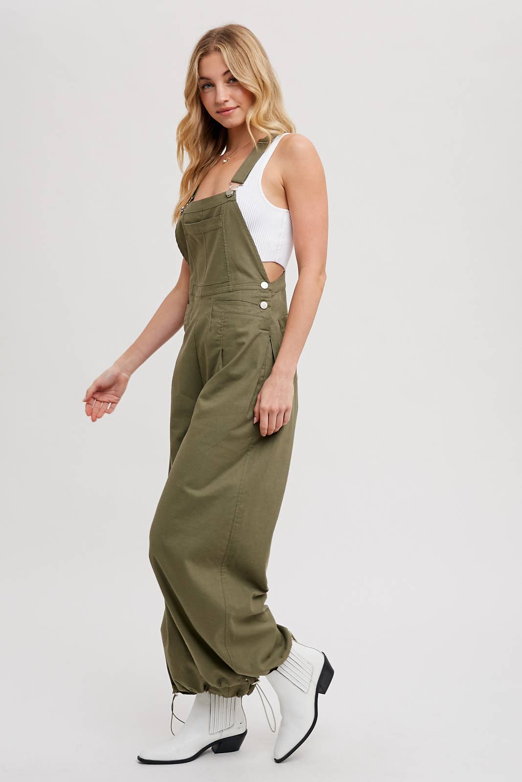 Drawstring Cargo Overalls