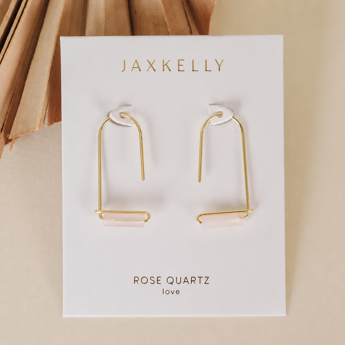 Rose Quartz Drop Gold Earring