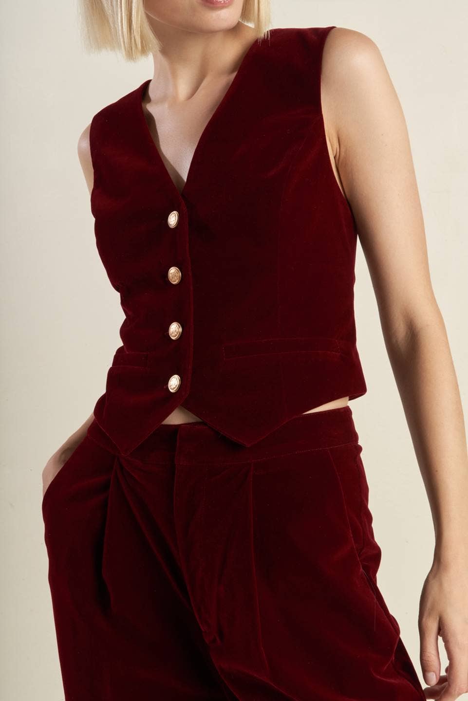 Berry Velvet Vest