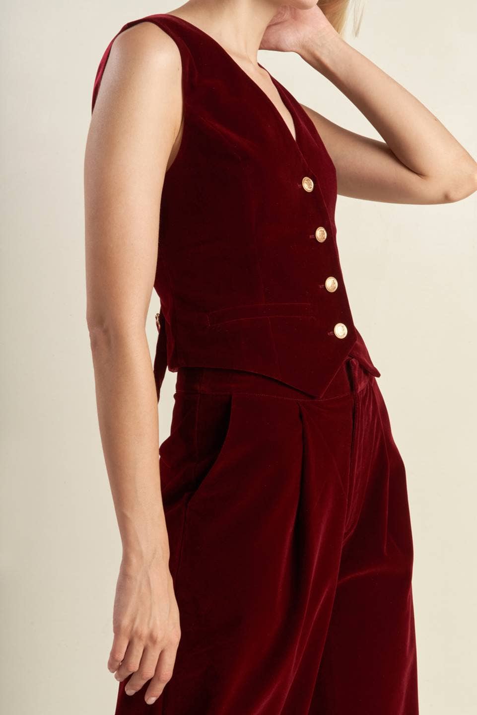 Berry Velvet Vest