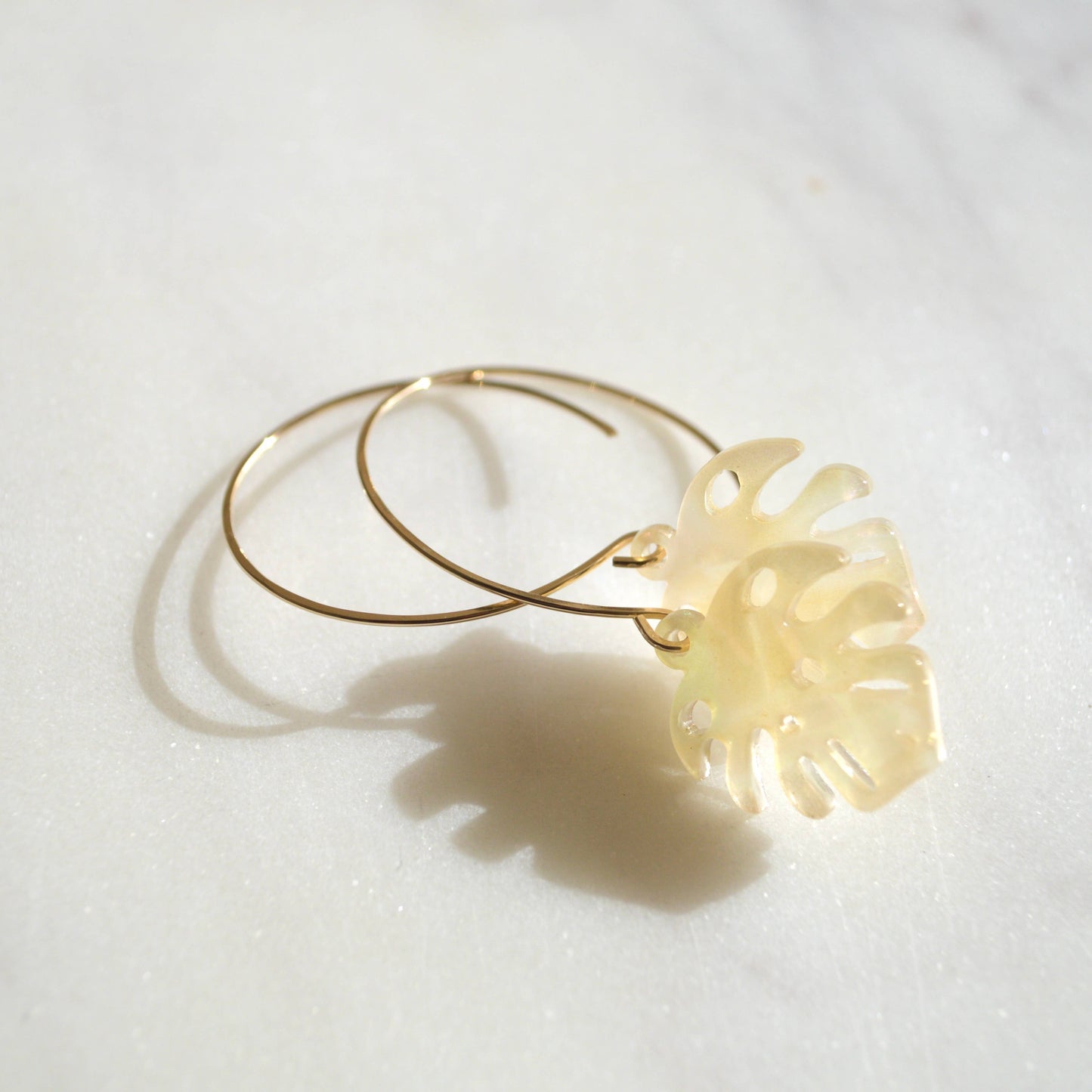 Opal Monstera Leaf Earrings