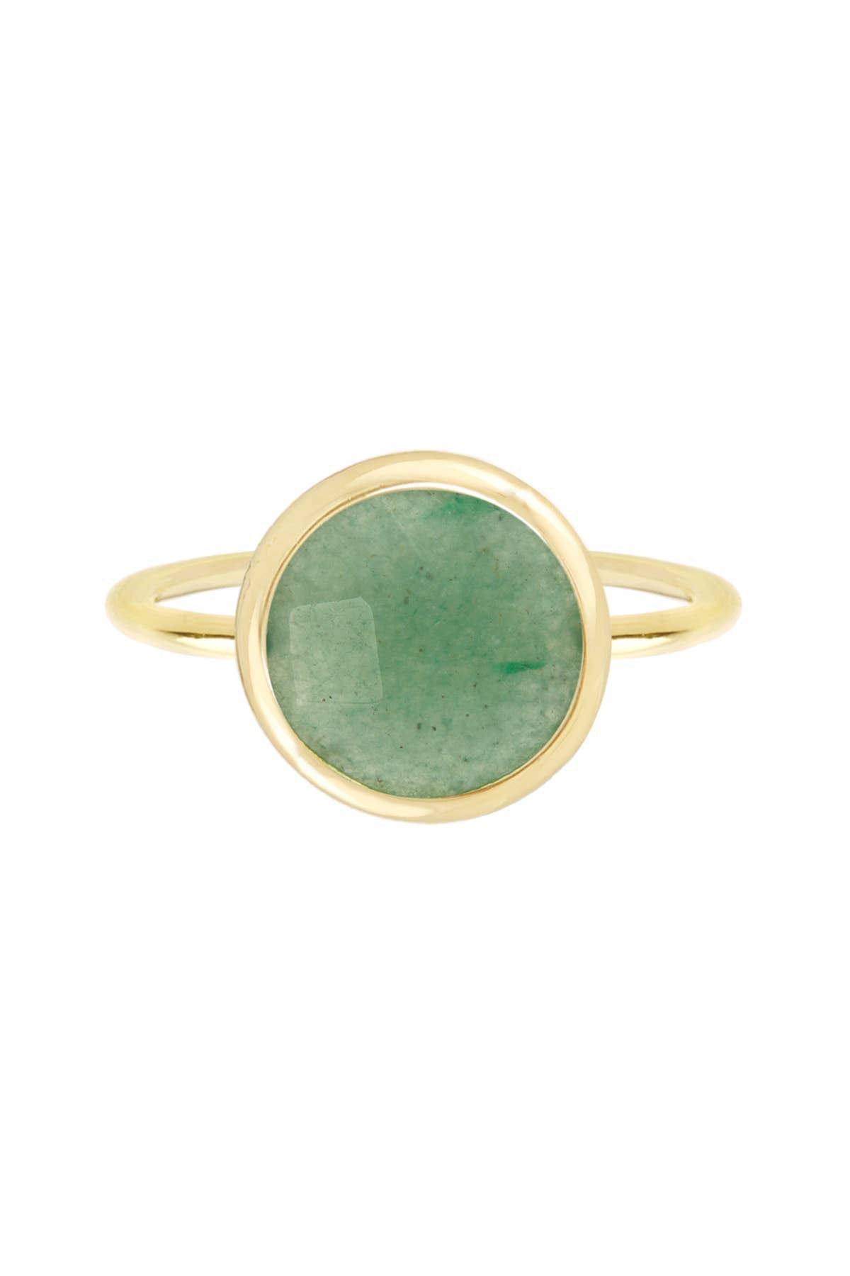 Green Aventurine Round Ring - Gold Plated