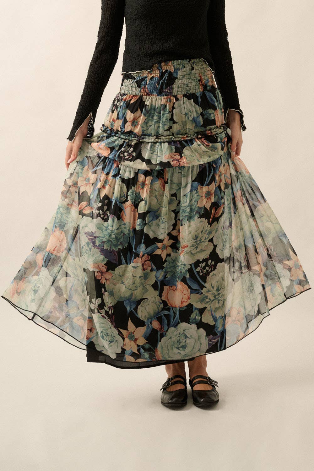 Midnight Floral  Maxi Skirt