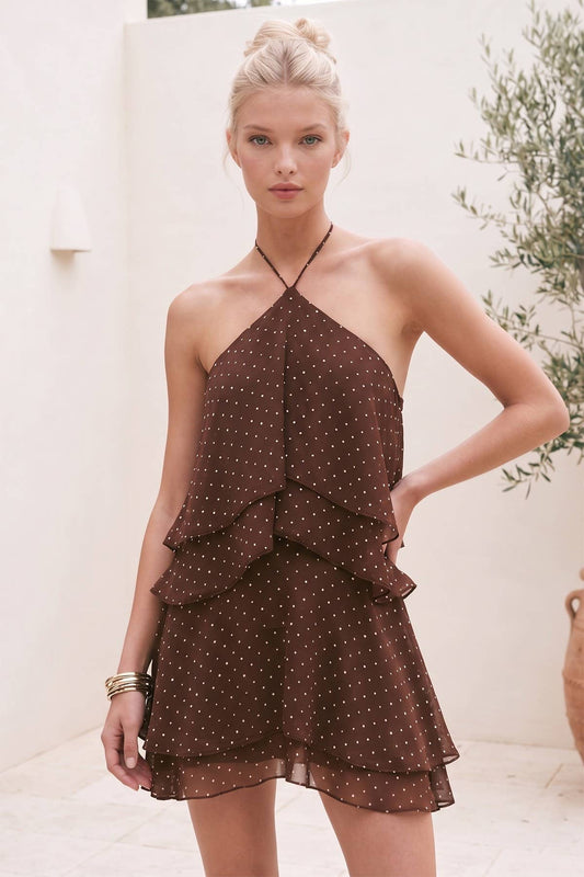 Polka Dot Halter Mini Dress