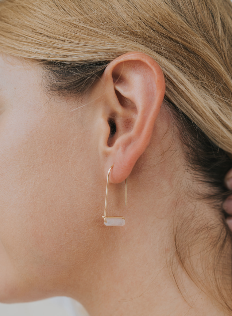 Rose Quartz Drop Gold Earring