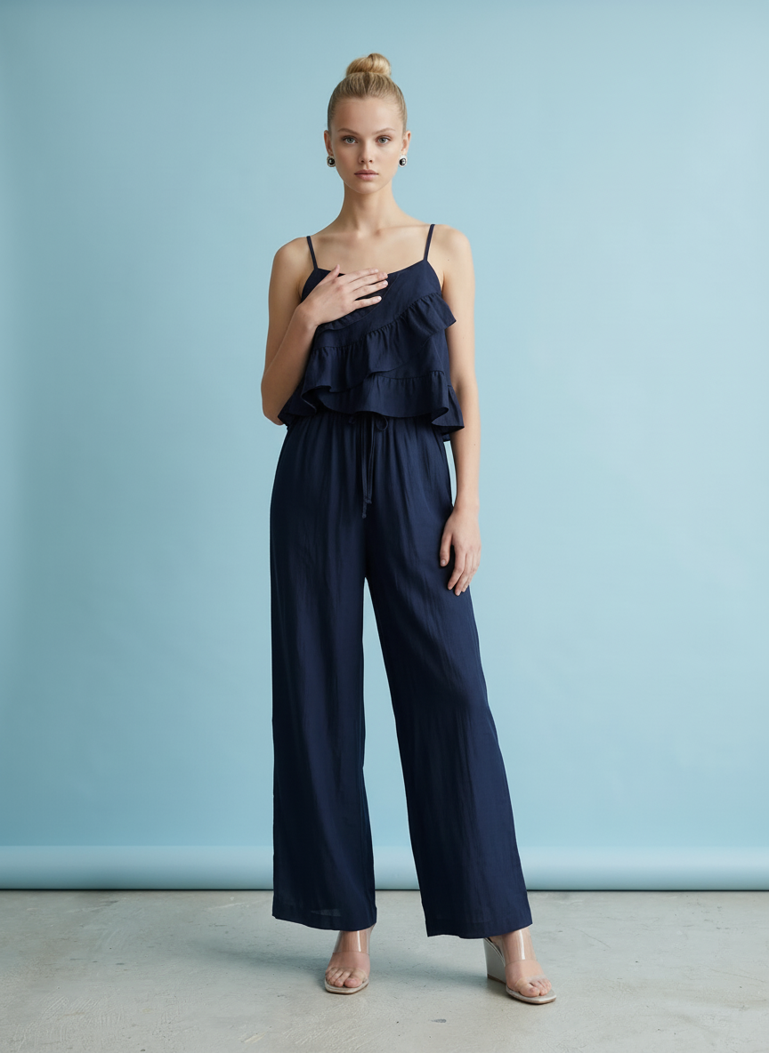 Tiered Ruffle Cami Top & Wide Leg Pants Set