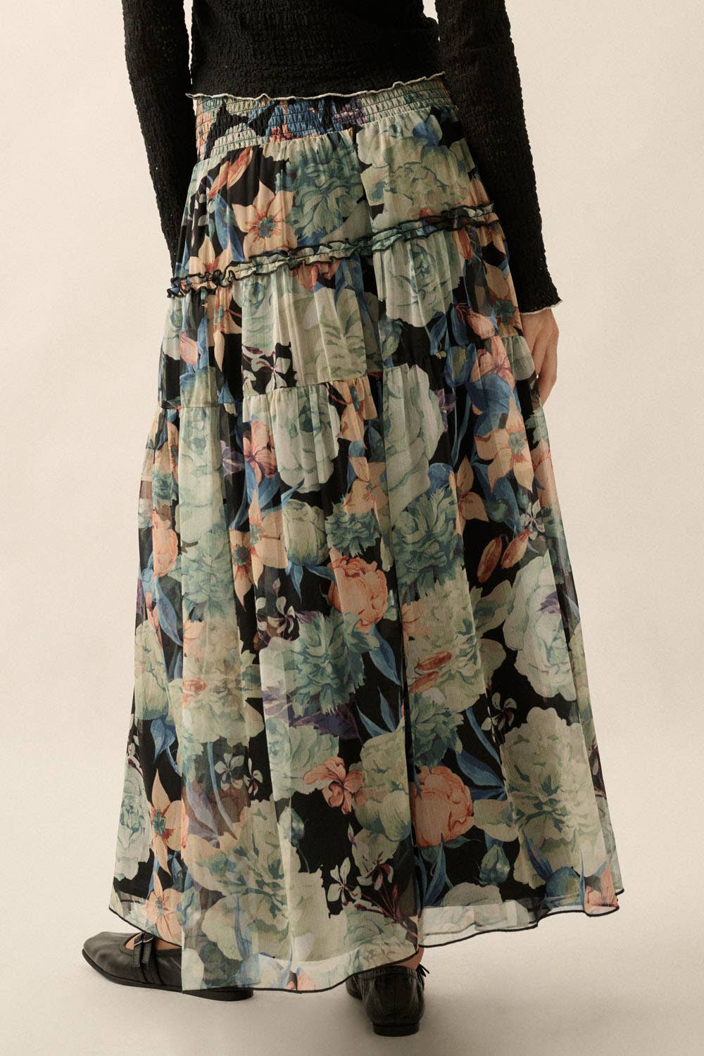 Midnight Floral  Maxi Skirt