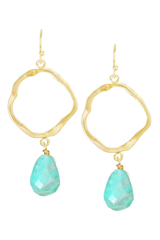 Amazonite & Orbit Drop Earrings - Gold Plated