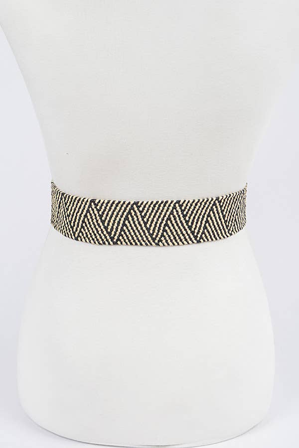 Black and Beige Patterned Belt