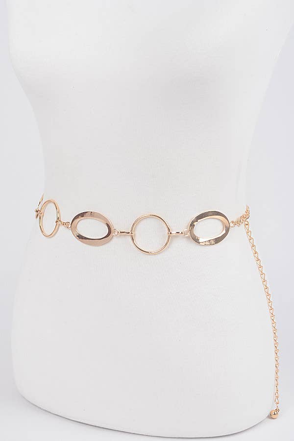 Round Metal Chain Belt: Gold