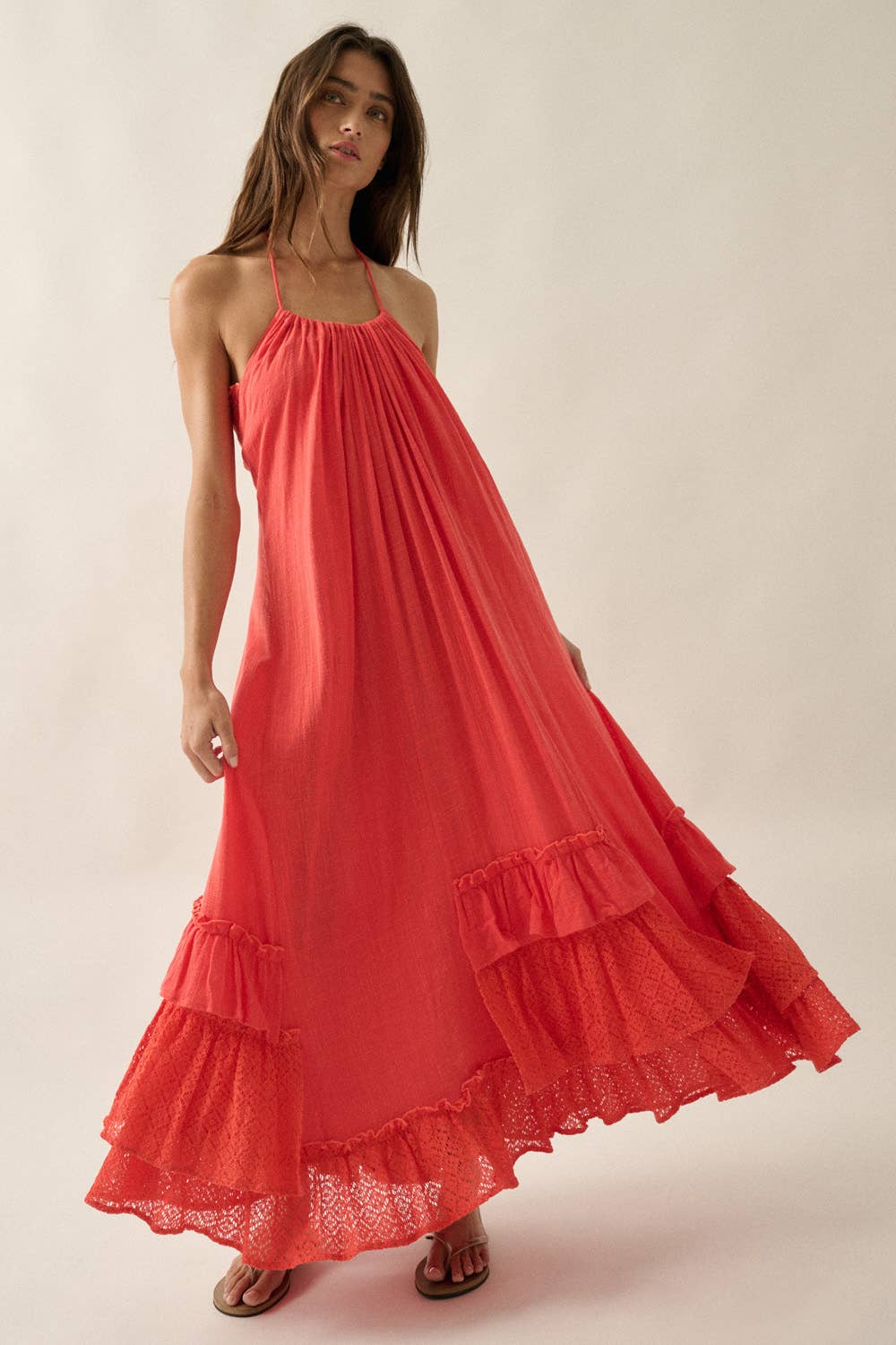 Ruffled Red Maxi