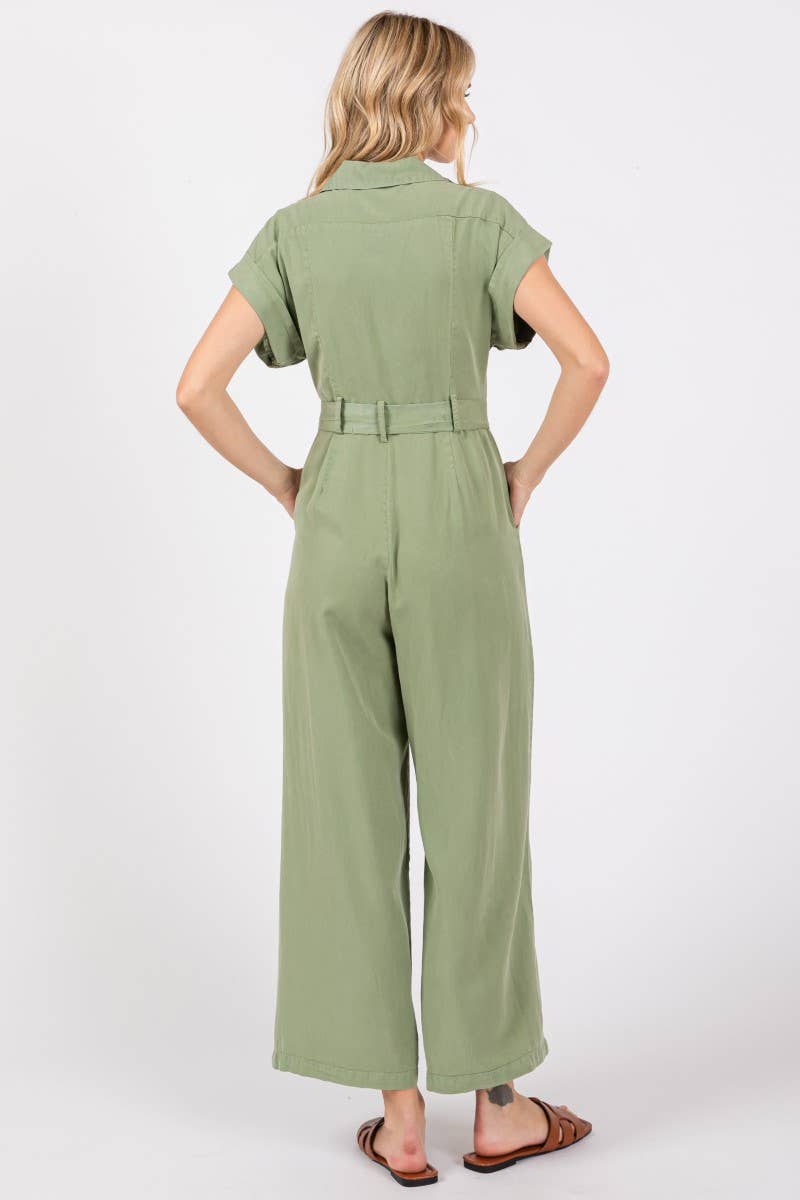 Sage Button Down Jumpsuit