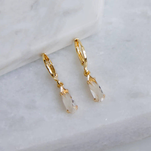 Crystal Huggie Earrings: Clear