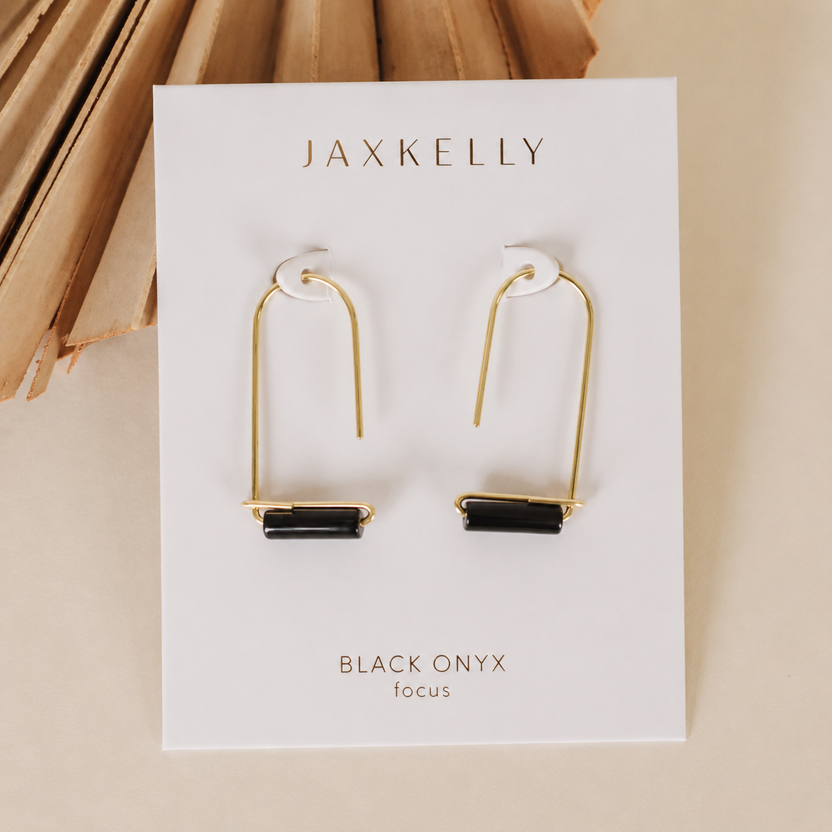 Black Onyx Drop Gold Earring