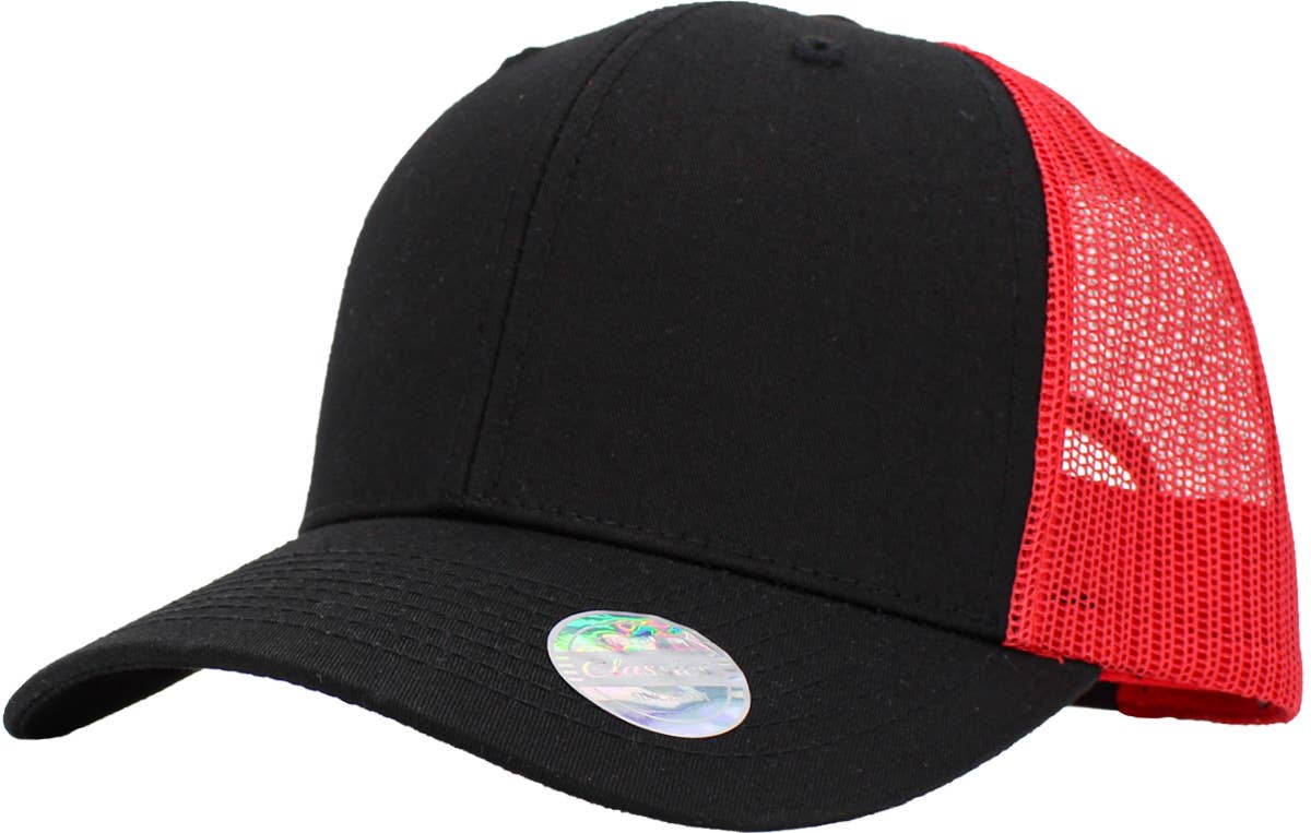 CLASSIC 6 PANEL MESH BACK: RED-RED