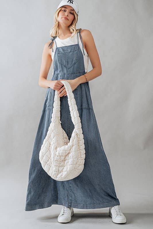 Tie Strap Denim Maxi Dress