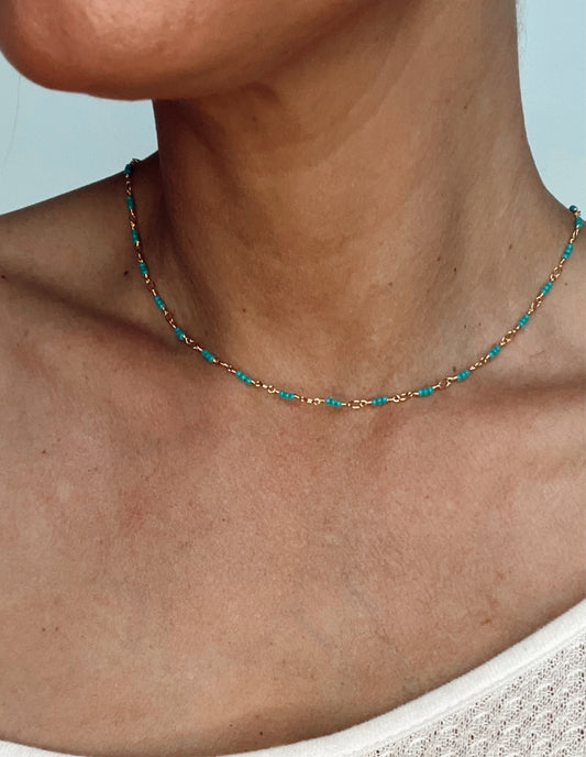 Turquoise Beaded Choker Necklace