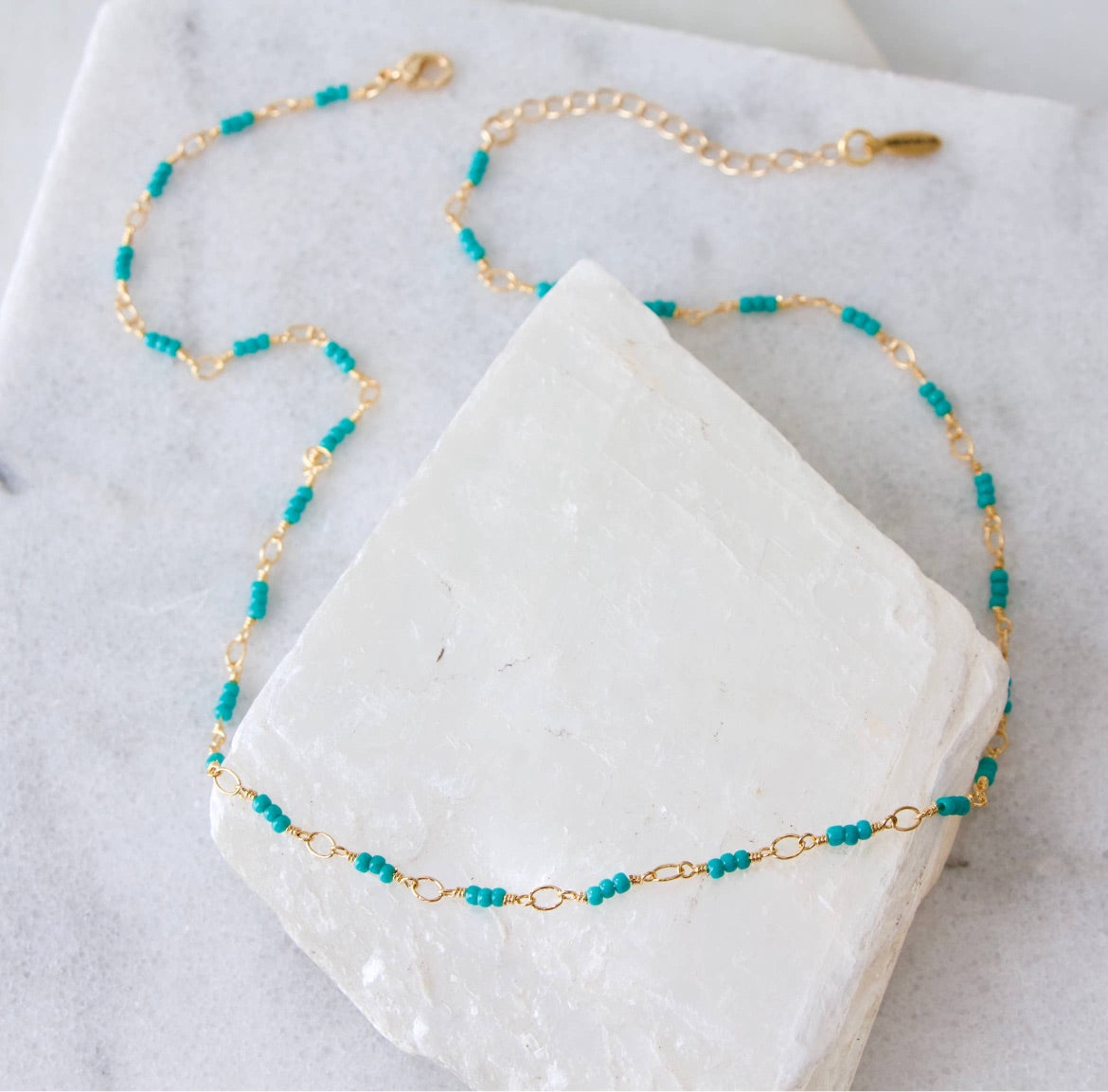 Turquoise Beaded Choker Necklace