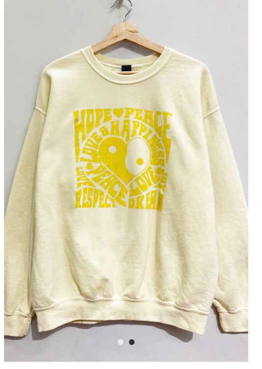 sunshine yellow peace sweatshirt