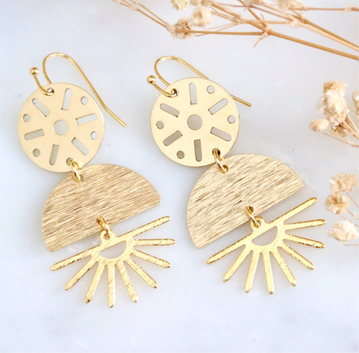 Brass Sunrise Earrings