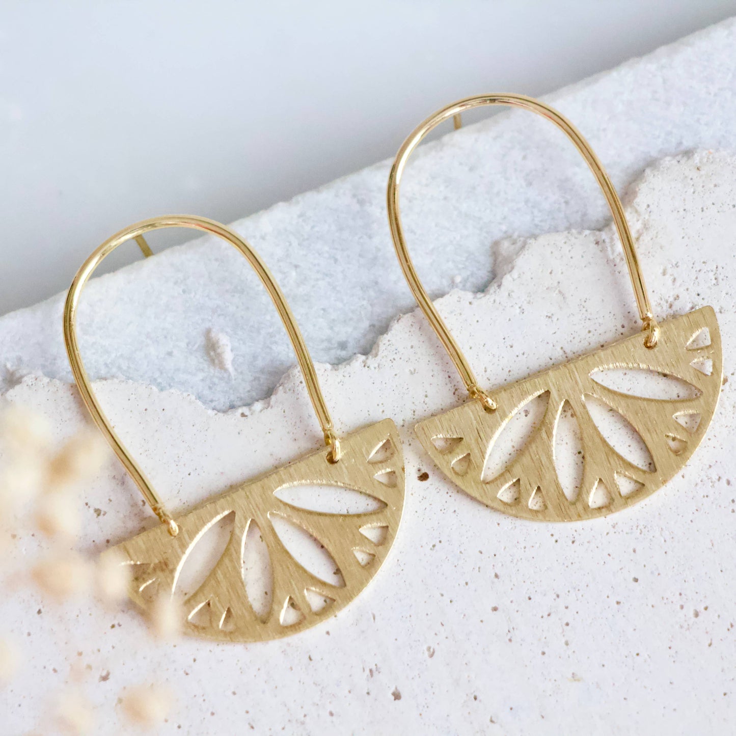 Brass Half Moon Earrings