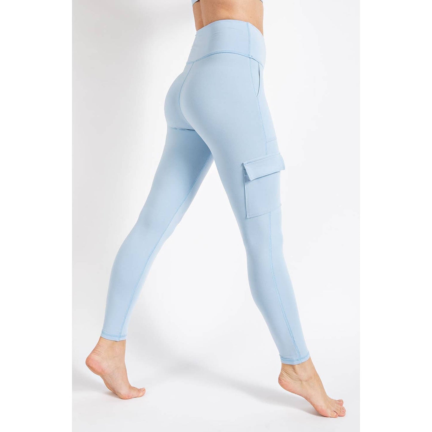 BUTTER HI WAIST CARGO YOGA PANTS -Llight Blue