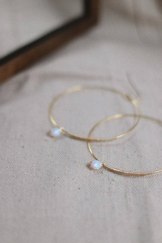 OPAL HOOPS: GOLD