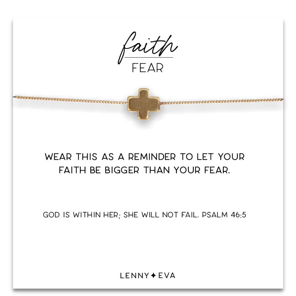 Faith Over Fear Cross Necklace: Gold