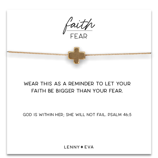 Faith Over Fear Cross Necklace: Gold