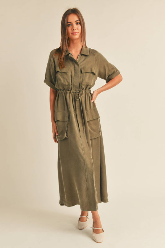 Olive Cargo Dress