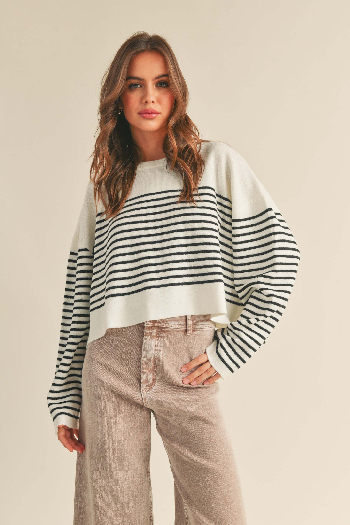 Stripe Wide Sleeve Top