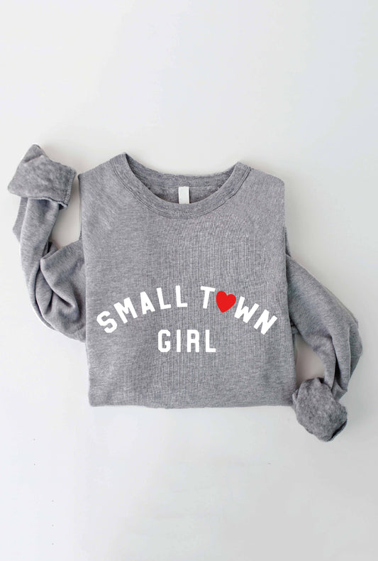 SMALL TOWN GIRL Graphic Sweatshirt: ATHLETIC HEATHER Gray